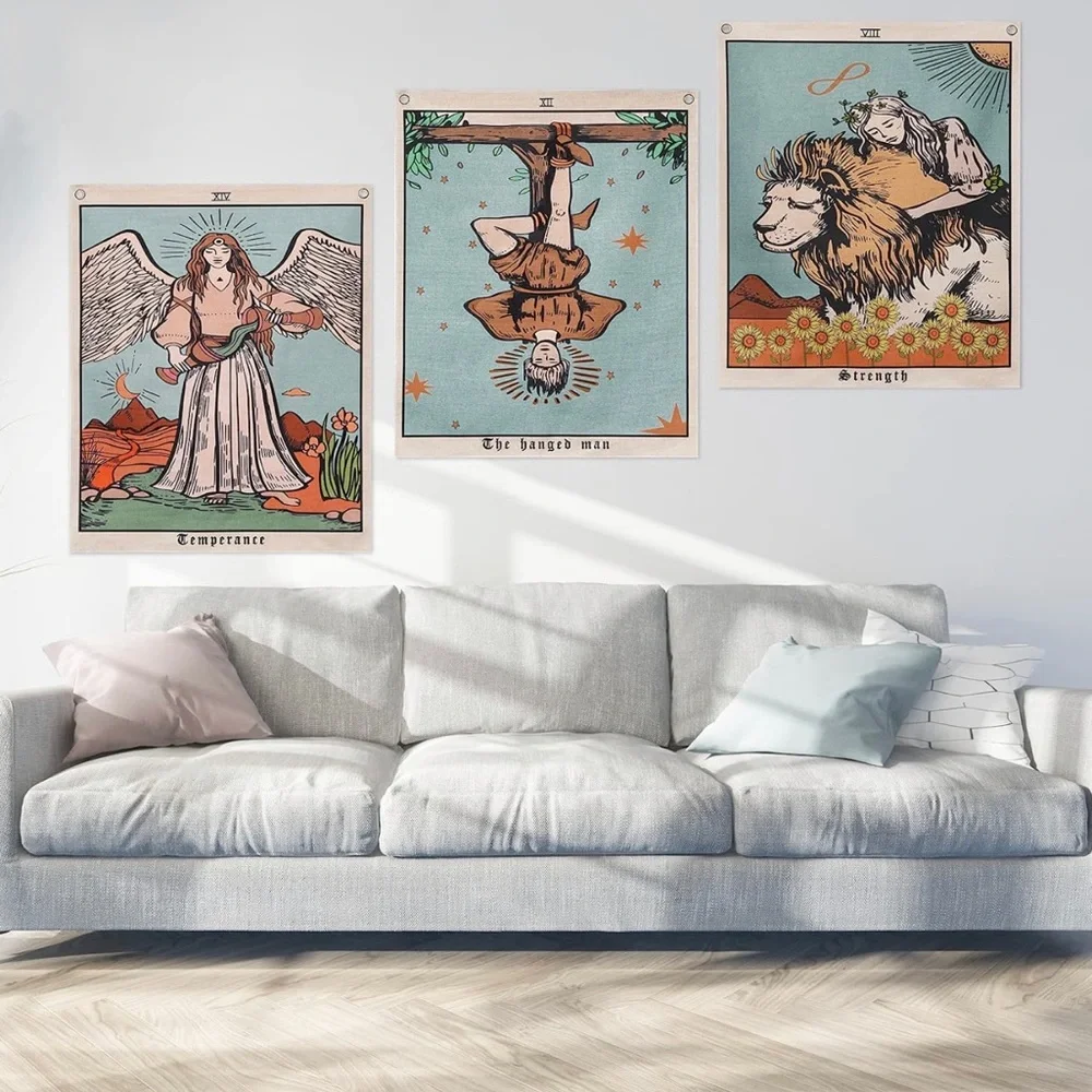 3 Pack Tarot Tapestries Temperance Strength Hanged Man‎ Tarot Tapestries